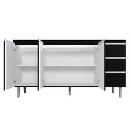 Balcão de Pia 3 Portas Andréia 150cm Preto sem Tampo Ajl Móveis - 2