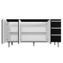 Ver imagem 2 de Balcão de Pia 3 Portas Andréia 150cm Preto sem Tampo Ajl Móveis