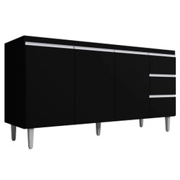 Balcão de Pia 3 Portas Andréia 150cm Preto sem Tampo Ajl Móveis - 1