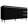 Balcão de Pia 3 Portas Andréia 150cm Preto sem Tampo Ajl Móveis - 1
