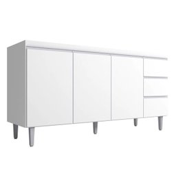 Balcão de Pia 3 Portas Andréia 150 Cm Branco sem Tampo Ajl Móveis - 1