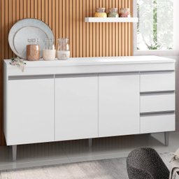 Balcão de Pia 3 Portas Andréia 150 Cm Branco sem Tampo Ajl Móveis - 3