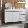 Balcão de Pia 2 Portas Andréia 120 Cm Branco sem Tampo Ajl Móveis - 3