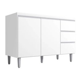 Balcão de Pia 2 Portas Andréia 120 Cm Branco sem Tampo Ajl Móveis - 1