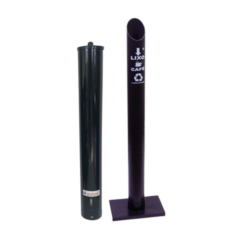 Kit Suporte Porta Copo Descartável Café 50ml E Lixeira Pvc