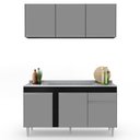 Ver imagem 7 de Armário Aéreo Argélia e Balcão Gabinete com Pia Inox 150cm Dakota Preto/Cinza - Lumil Lumil Móveis A