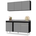 Ver imagem 1 de Armário Aéreo Argélia e Balcão Gabinete com Pia Inox 150cm Dakota Preto/Cinza - Lumil Lumil Móveis A