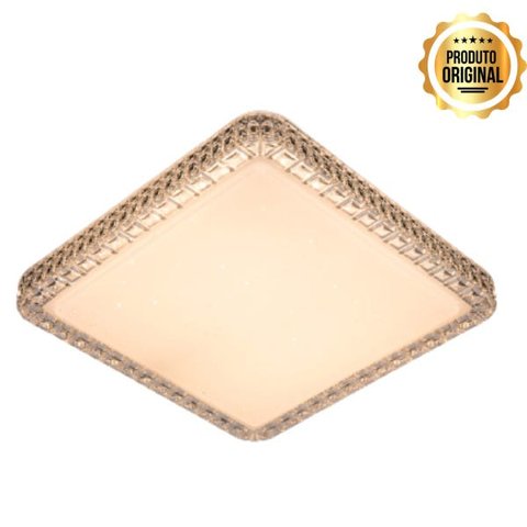 Luste Plafon Sobepor Acrílico Orion Efeito Estrelado 24W 40x40: Luz Quente 3000K