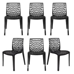 Kit com 6 Cadeiras Gruvyer Preta Fosca Ideal para Sala de Jantar Área Externa Escritório - 2