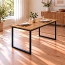 Ver imagem 5 de Mesa de Jantar Reforçada Industrial 150x50cm Tampo Marrom Pés Preto