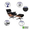 Poltrona Charles Eames com Puff Couro Legítimo Preto - 2