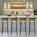 Ver imagem 6 de Kit 4 Banquetas 80cm para Balcão Ilha Bancada Área Gourmet Encosto em Junco Banco Itagold