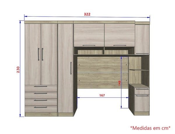 Guarda-Roupa Dormitório Modulado Master Casal 158cm Queen - Avelã Rústico e Ártico Rústico - Lucian - 4