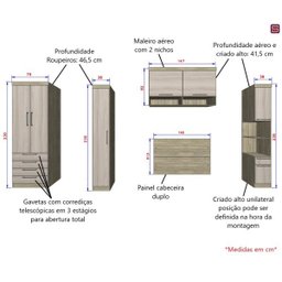 Guarda-Roupa Dormitório Modulado Master Casal 138cm - Avelã Rústico e Ártico Rústico - Luciane M02 - 3