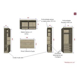 Guarda-Roupa Dormitório Modulado Master Casal 158cm Queen - Avelã Rústico e Areia - Luciane M01 - 3