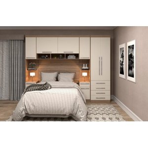 Guarda-Roupa Dormitório Modulado Master Casal 158cm Queen - Avelã Rústico e Areia - Luciane M01