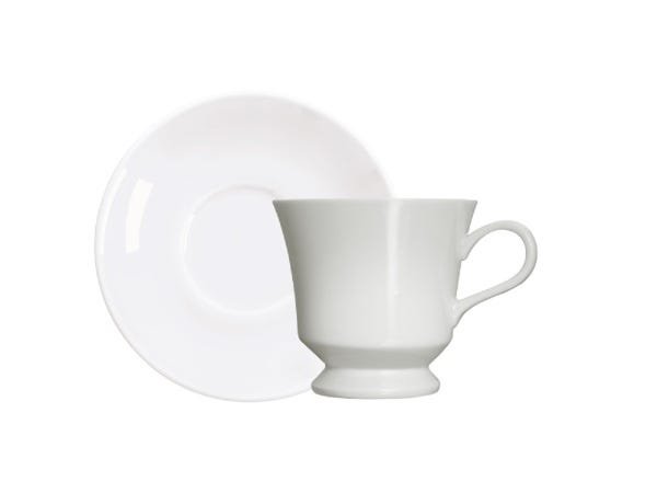 Jogo 8 Xícaras de chá com Pires Capri Porcelana Branca Germer - 1