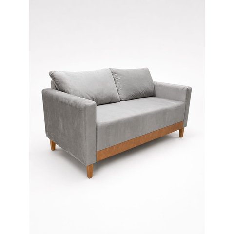 Sofá Living Austin 2 Lugares 160cm Veludo com Molas Bonnel - Cinza