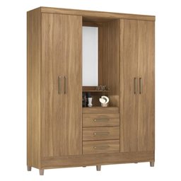 Guarda Roupa Casal 4 Portas com Espelho e 3 Gavetas Colombo - Ébano Touch - 10