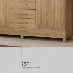 Guarda Roupa Casal 4 Portas com Espelho e 3 Gavetas Colombo - Ébano Touch - 9