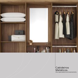 Guarda Roupa Casal 4 Portas com Espelho e 3 Gavetas Colombo - Ébano Touch - 8