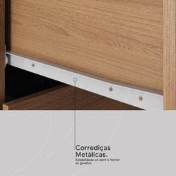 Guarda Roupa Casal 4 Portas com Espelho e 3 Gavetas Colombo - Ébano Touch - 7