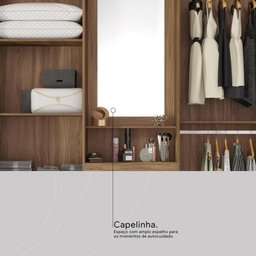 Guarda Roupa Casal 4 Portas com Espelho e 3 Gavetas Colombo - Ébano Touch - 6