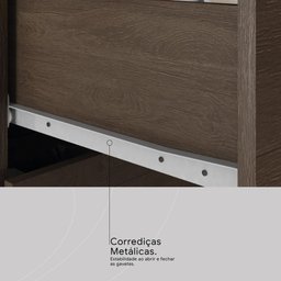 Guarda Roupa Casal 4 Portas com Espelho e 3 Gavetas Colombo - Ébano Touch - 17