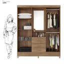 Ver imagem 4 de Guarda Roupa Casal 4 Portas com Espelho e 3 Gavetas Colombo - Ébano Touch