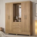 Ver imagem 1 de Guarda Roupa Casal 4 Portas com Espelho e 3 Gavetas Colombo - Ébano Touch