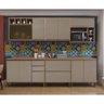 Cozinha Completa 7 Peças Armário, Balcão e Nicho Microondas Vidro Reflecta Mel Luciane Móveis - 1