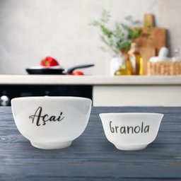 Jogo 2 Cumbucas Porcelana Açaí e Granola 500ml e 280ml - 5