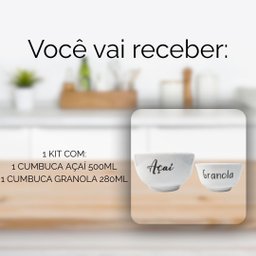 Jogo 2 Cumbucas Porcelana Açaí e Granola 500ml e 280ml - 4