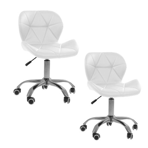 Kit 2 Cadeiras Office Eiffel Slim Giratória Base Cromada com Rodízios e Ajuste de Altura
