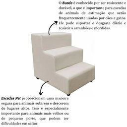 Escadinha Pet 3 Degraus Cachorro Escada Cão Bege Suede Grace - 4