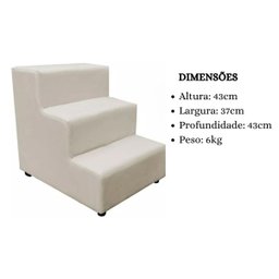 Escadinha Pet 3 Degraus Cachorro Escada Cão Bege Suede Grace - 5