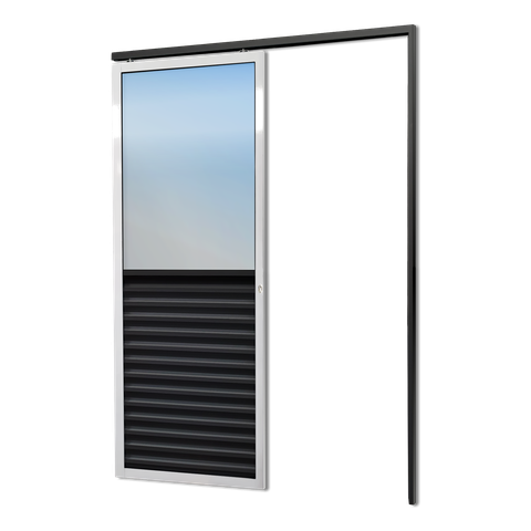 Porta Correr Susp.Meia Veneziana Meia Vidro Dir L.25 Mix Preta 210x100 Brimak