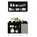 Ver imagem 4 de Kit Armário Aéreo e Balcão de Cozinha Lavanderia Lucy com Tampo 120 cm - D’Rossi Preto e Cinz