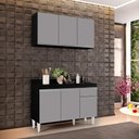 Ver imagem 2 de Kit Armário Aéreo e Balcão de Cozinha Lavanderia Lucy com Tampo 120 cm - D’Rossi Preto e Cinz