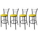 Ver imagem 1 de Kit 4 Banquetas Bistrô Aço Pintura Epóxi Preta Assento Amarelo