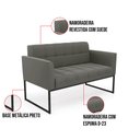 Ver imagem 6 de Kit 1 Sofá Namoradeira e 2 Poltronas Elisa Suede Grafite Base Metálica Industrial Preto - D'Rossi
