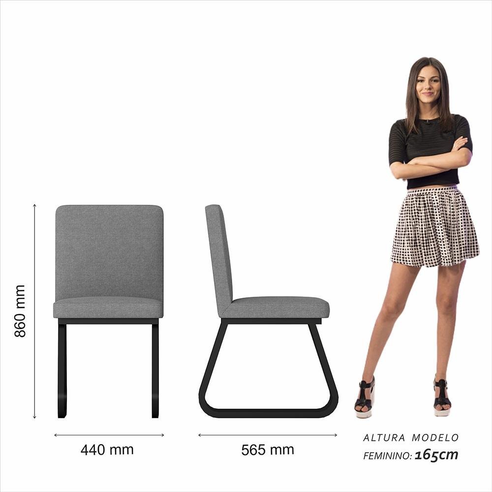 Mesa com 4 Cadeiras Industrial 1,36 Deli Pt/pt/cinz - Móveis Arapongas - 5