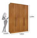 Ver imagem 2 de Guarda Roupa Solteiro MDF 4 Portas 2 Gavetas 165cm Dinamarca Cinamomo - TCIL Móveis
