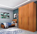 Ver imagem 1 de Guarda Roupa Solteiro MDF 4 Portas 2 Gavetas 165cm Dinamarca Cinamomo - TCIL Móveis