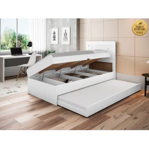 Cama Bau Solteiro Larissa Branco com Cama Auxiliar Dani Framar