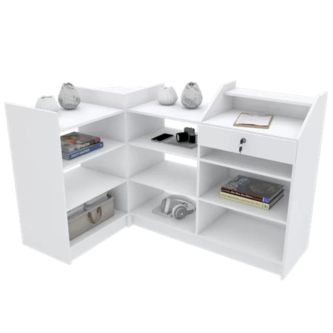 BALCÃO CAIXA VITRINE M313.B 100% MDF (EXPOSITOR, LOJA) MUNDI MOVEIS