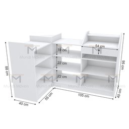 BALCÃO CAIXA VITRINE M313.B 100% MDF (EXPOSITOR, LOJA) MUNDI MOVEIS - 4