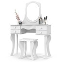 Ver imagem 2 de penteadeira estilo retro infantil branca 4 gavetas espelho + banco