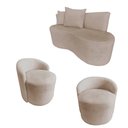 Ver imagem 2 de Kit Namoradeira + 2 Poltronas Yara Orgânica Bouclé Bege