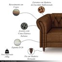 Ver imagem 3 de Sofá Living Sala de Estar Stanford Chesterfield 2 Lugares 200cm Pés de Madeira Couro Marrom Manchado